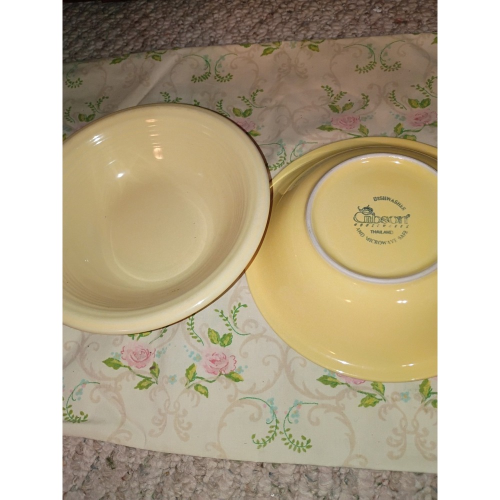 Gibson Housewares Soup Bowls Dark And Light Yellow Set Of 2 8 1/4" Ceramic